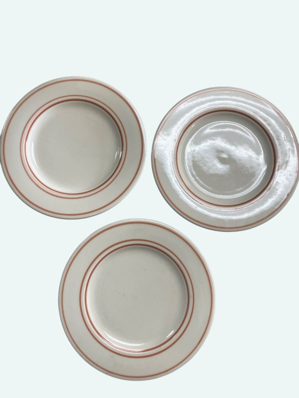 Homer Laughlin Best China Restaurant Ware Pink Stripe Rim Plates Set Of 3
